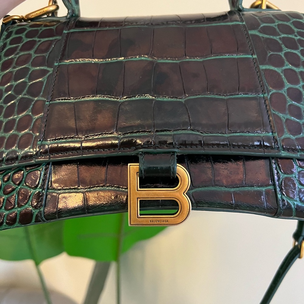 Balenciaga Dark Green Crocodile Embossed Bag - Picture 4 of 9